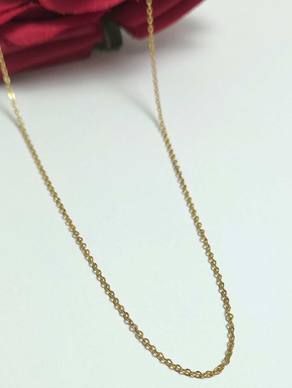 Vintage Gold Plated Dainty Curb Chain Link Necklace 20" Long